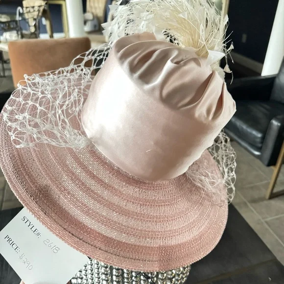 Elegant Pink Floral Hat with White Accents